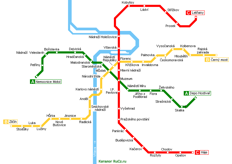 Схема пражского метро